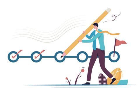 cartoon image of someone checking items off progress tracker