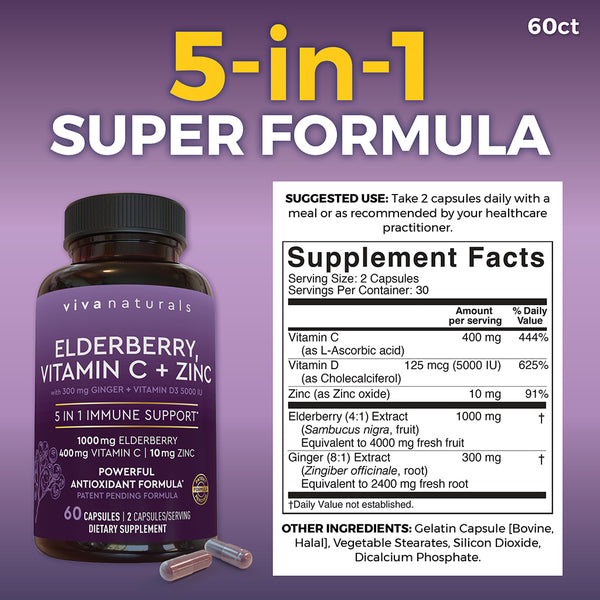 Elderberry, Vitamin C + Zinc